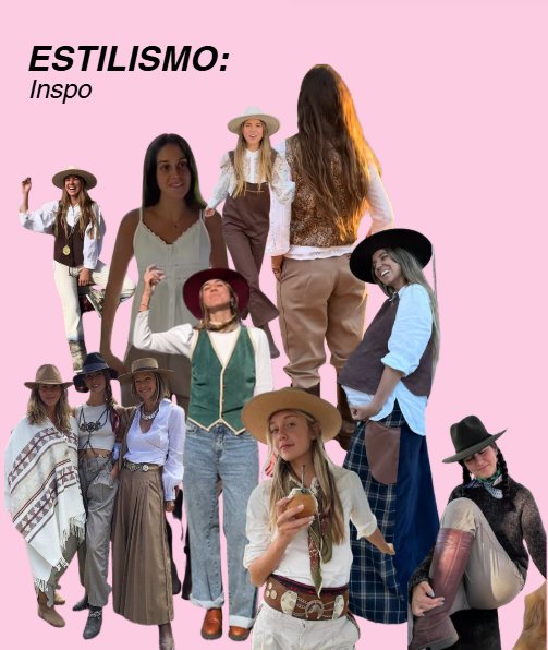Collage de inspiración de estilismo con sombreros, ponchos y botas